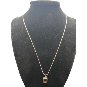 Smoky Quartz emerald cut Sterling Silver 925 Pendant